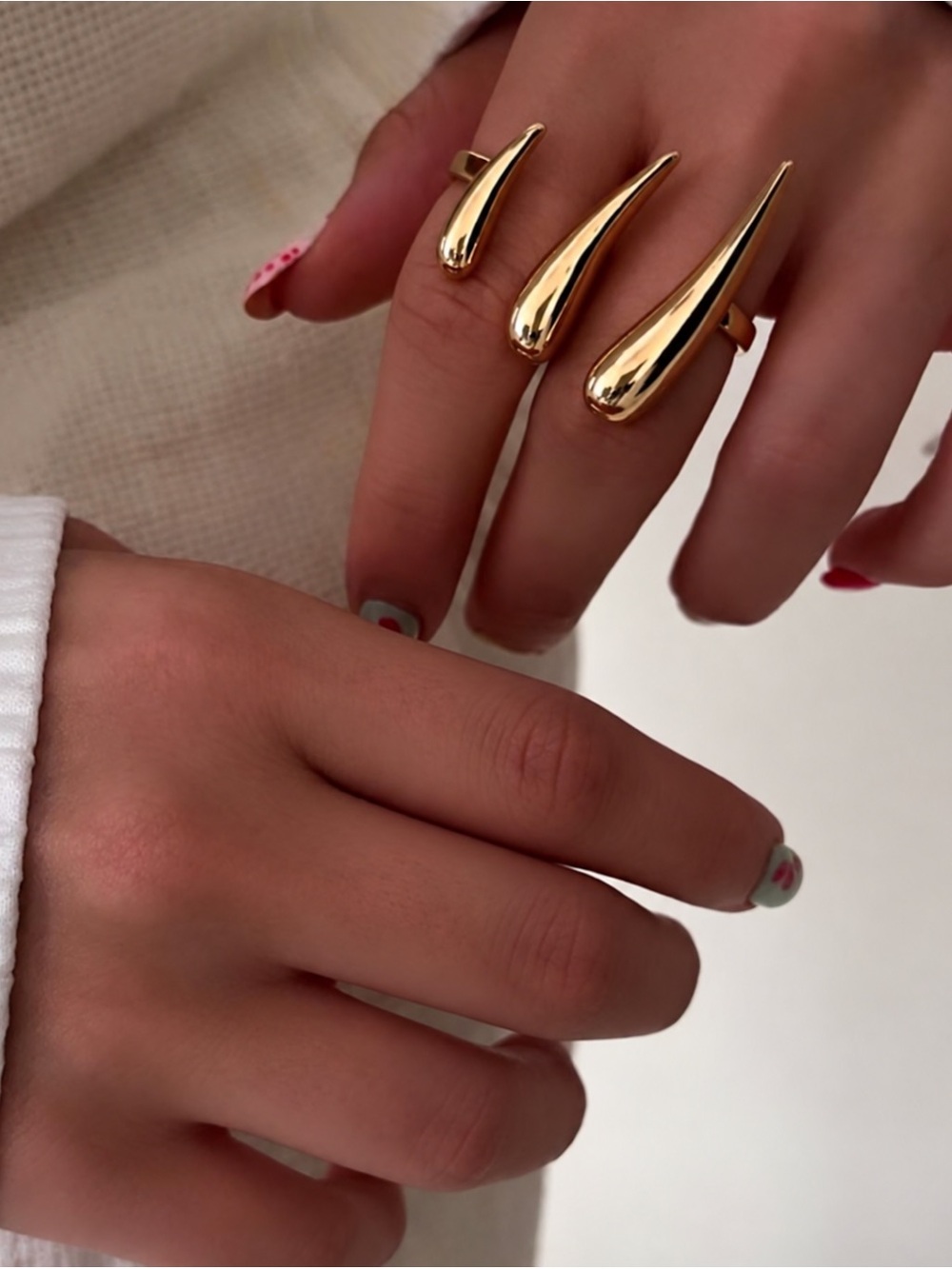 Gold Teardrop Statement one piece Statement Ring